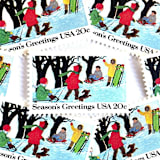 ""Sledding" Postage Stamps | Contemporary Christmas Series | Unused USPS Postage 20c | Pack of 10" - Postage Stamps in multicolor by Heritage Post House