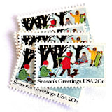 ""Sledding" Postage Stamps | Contemporary Christmas Series | Unused USPS Postage 20c | Pack of 10" - Postage Stamps in multicolor by Heritage Post House