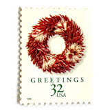 ""Chili Pepper Wreath" Postage Stamps | Christmas Wreaths Series | Unused USPS Postage 32c | Pack of 10" - Postage Stamps in red by Heritage Post House
