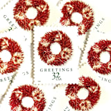 ""Chili Pepper Wreath" Postage Stamps | Christmas Wreaths Series | Unused USPS Postage 32c | Pack of 10" - Postage Stamps in red by Heritage Post House