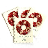 ""Chili Pepper Wreath" Postage Stamps | Christmas Wreaths Series | Unused USPS Postage 32c | Pack of 10" - Postage Stamps in red by Heritage Post House
