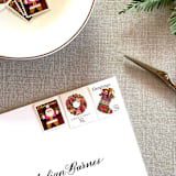 "Christmas Pink Stocking Vintage Postage, 10 Sets" - Postage Stamps in pink by Jennifer Kramer
