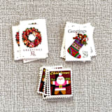 "Christmas Pink Stocking Vintage Postage, 10 Sets" - Postage Stamps in pink by Jennifer Kramer