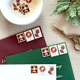 "Christmas Pink Stocking Vintage Postage, 10 Sets" - Postage Stamps in pink by Jennifer Kramer