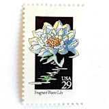 "Fragrant Water Lily Postage Stamps | American Wildflower Series | Light Blue Flower | Botanical | Vintage Unused USPS Postage 29c | Pack of 10" - Postage Stamps in blue by Heritage Post House