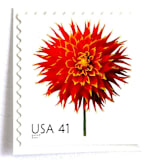 "Dahlia Postage Stamps | Beautiful Blooms Series | Red Flowers | Botanical | Wedding Stamps | Vintage Unused USPS Postage 41c | Pack of 10" - Postage Stamps in red by Heritage Post House