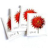 "Dahlia Postage Stamps | Beautiful Blooms Series | Red Flowers | Botanical | Wedding Stamps | Vintage Unused USPS Postage 41c | Pack of 10" - Postage Stamps in red by Heritage Post House