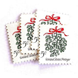 "Mistletoe Postage Stamps | Christmas Issue | Christmas Stamps | Vintage Unused USPS Postage 5c | Pack of 20" - Postage Stamps in green by Heritage Post House