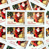 ""Santa in Fireplace" Postage Stamps | Contemporary Christmas Series | Unused USPS Postage 29c | Pack of 20" - Postage Stamps in red by Jennifer Kramer