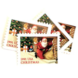 ""Santa in Fireplace" Postage Stamps | Contemporary Christmas Series | Unused USPS Postage 29c | Pack of 20" - Postage Stamps in red by Jennifer Kramer
