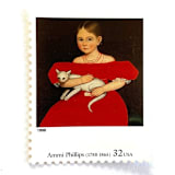 "Ammi Phillips' "Girl in Red Dress with Cat and Dog" Postage Stamps | Four Centuries of American Art Series | Vintage Unused USPS Postage 32c | Pack of 10" - Postage Stamps in red by Jennifer Kramer