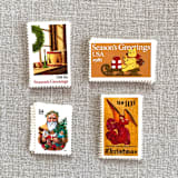 "Christmas Gold Vintage Postage, 10 Sets" - Postage Stamps in gold by Jennifer Kramer
