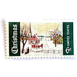 ""Winter Sunday in Norway, Maine" Postage Stamps | Christmas Issue Series | Unused USPS Postage 6c | Pack of 20" - Postage Stamps in green by Heritage Post House