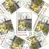 ""New York Bicentenary" Postage Stamps | Statehood Issue | Unused USPS Postage 25c | Pack of 10" - Postage Stamps in beige by Heritage Post House