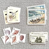 "Beach Vintage Postage, 10 Sets" - Postage Stamps in multicolor by Jennifer Kramer