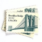 ""Brooklyn Bridge Anniversary" New York City Postage Stamps | Unused USPS Postage 20c | Pack of 10" - Postage Stamps in blue by Heritage Post House
