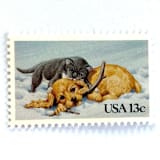 ""Kitten and Puppy" Postage Stamps | Christmas Issue | Unused USPS Postage 13c | Pack of 20" - Postage Stamps in multicolor by Heritage Post House
