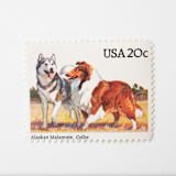 "20 Cent Alaskan Malamute & Collie Postage Stamps // Set of 10 // UNUSED" - Postage Stamps in beige by Flourish Fine Writing