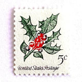 "Holly Postage Stamps | Christmas Issue | Christmas Stamps | Vintage Unused USPS Postage 5c | Pack of 20" - Postage Stamps in green by Heritage Post House