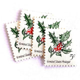 "Holly Postage Stamps | Christmas Issue | Christmas Stamps | Vintage Unused USPS Postage 5c | Pack of 20" - Postage Stamps in green by Heritage Post House
