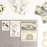 "Black and White Vintage  Postage Set // Set of 5 // $.75 in postage per set" - Postage Stamps in gray by Flourish Fine Writing