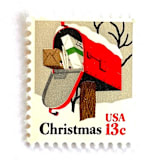 ""Rural Mailbox" Postage Stamps | Contemporary Christmas Series | Unused USPS Postage 13c | Pack of 20" - Postage Stamps in red by Heritage Post House