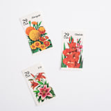 "Sunset Floral Postage Set // Set of 5 // $1.02 in postage" - Postage Stamps in red by Flourish Fine Writing