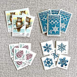 "Winter Snowflake Vintage Postage, 10 Sets" - Postage Stamps in blue by Jennifer Kramer