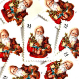 "Winter Holidays “Santa with Toy Horse” Postage Stamps | Contemporary Christmas Series | Vintage Unused USPS Postage 34c | Pack of 10" - Postage Stamps in red by Jennifer Kramer
