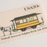 "20 Cent "Bobtail" Horsecar, Sulphur Rock, Ark., 1926 Postage Stamps // Set of 10 // UNUSED Vintage Stamps" - Postage Stamps in yellow by Flourish Fine Writing