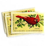 ""Cardinal" Postage Stamps | Christmas Holidays | Wildlife Conservation Series | Unused USPS Postage 8c | Pack of 10" - Postage Stamps in red by Heritage Post House
