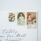 "8 Cent Emily Dickinson // Set of 10 // Vintage Postage Stamps" - Postage Stamps in green by Flourish Fine Writing