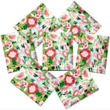 "Oscar de la Renta Green Fabric Postage Stamps | Green & Pink Floral Pattern | ODLR | Fashion Designer | Wedding Stamps | Unused USPS Forever Stamp | Pack of 5" - Postage Stamps in green by Heritage Post House
