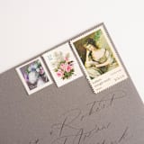"Pink Roses and White Hydrangeas Postage Set // Set of 5 // $1.25 in postage" - Postage Stamps in green by Flourish Fine Writing