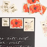 "Orange Poppies and Cranes Postage Set // Set of 5 // 73.5 Cents in postage" - Postage Stamps in orange by Flourish Fine Writing