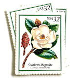"Southern Magnolia Postage Stamps | Flowering Trees | Louisiana & Mississippi State Flower and Tree | White Flower | Wedding Stamps | Vintage Unused USPS Postage 32c | Pack of 10" - Postage Stamps in white by Heritage Post House