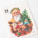 "34 Cent Vintage Santa with Toy Horse Postage Stamps // Set of 10 // UNUSED Vintage Postage" - Postage Stamps in red by Flourish Fine Writing