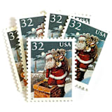 "“Santa & Chimney” Postage Stamps | Santa and Children Set | Contemporary Christmas Series | Vintage Unused USPS Postage 32c | Pack of 10" - Postage Stamps in red by Jennifer Kramer