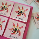"Lily | Vintage Stamp, 18 cents, 1981 | 5 each" - Postage Stamps in pink by The Silver Stamps