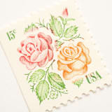 "15 Cent Medallion Rose Postage Stamps // Set of 10 // UNUSED Vintage Stamps" - Postage Stamps in pink by Flourish Fine Writing
