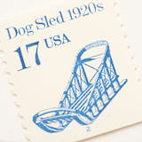 "17 Cent Dogsled Postage Stamps // Set of 10 // UNUSED" - Postage Stamps in blue by Flourish Fine Writing