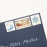 "17 Cent Dogsled Postage Stamps // Set of 10 // UNUSED" - Postage Stamps in blue by Flourish Fine Writing