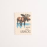 "13 Cent Moose Postage Stamps // Set of 10 // UNUSED vintage stamps" - Postage Stamps in brown by Flourish Fine Writing