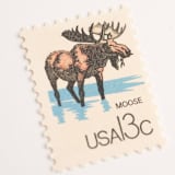 "13 Cent Moose Postage Stamps // Set of 10 // UNUSED vintage stamps" - Postage Stamps in brown by Flourish Fine Writing