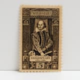 "Vintage Unused Stamps - William Shakespeare, 5 cent - Set of 5" - Postage Stamps in brown by Tablo Post