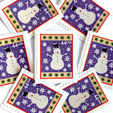 "Winter Holidays “Snowman” Postage Stamps | Contemporary Christmas Series | Vintage Unused USPS Postage 44c | Pack of 10" - Postage Stamps in purple by Jennifer Kramer