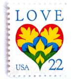"Hearts & Flowers Postage Stamps | Love Series | Dutch Folk Art Heart | San Francisco Wedding Stamps | Valentine | Vintage Unused USPS Postage 22c | Pack of 10" - Postage Stamps in multicolor by Heritage Post House