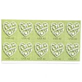 "Green Wedding Hearts Postage Stamps | Wedding Series | Vintage Unused USPS Postage 42c | Pack of 10" - Postage Stamps in green by Heritage Post House