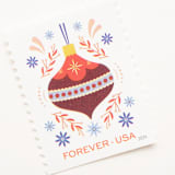 "Forever Holiday Joy Red Ornament and Blue Flower Postage Stamps // Set of 10 // UNUSED" - Postage Stamps in red by Flourish Fine Writing