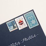 "Forever Holiday Joy Red Ornament and Blue Flower Postage Stamps // Set of 10 // UNUSED" - Postage Stamps in red by Flourish Fine Writing